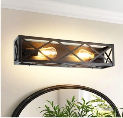 2-Light Vinta Brown Metal Farmhouse Wall Sconce