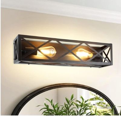 2-Light Vinta Brown Metal Farmhouse Wall Sconce