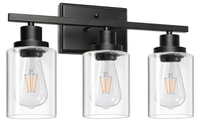 Black 3-Light Bathroom Vanity Fixture