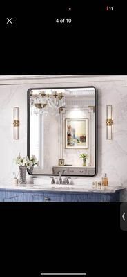 30x36 Inch Black Rectangular Bathroom Mirror