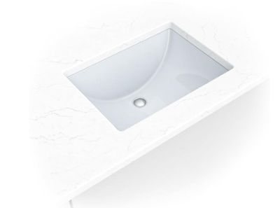 Rectangle Porcelain Ceramic Undermount Bathroom Vanity Vessel Sink, White