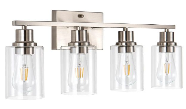 4-Light Brushed Nickel Vanity Light with Clear Glass Shades