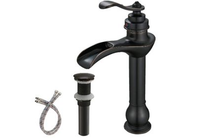 Oil Rubbed Bronze Single Handle Waterfall Vessel Sink Faucet