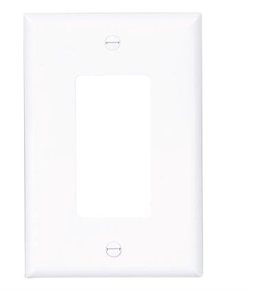 Eaton 2051W Mid-Size 1-Gang Decorator GFCI Wall Plate, White Finish