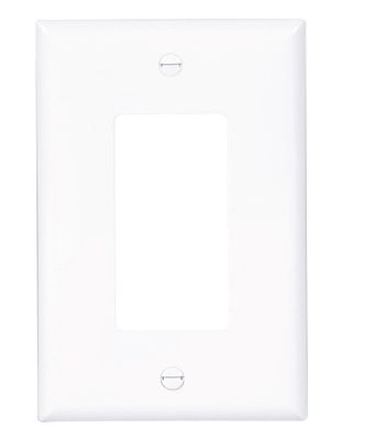 Eaton 2051W Mid-Size 1-Gang Decorator GFCI Wall Plate, White Finish