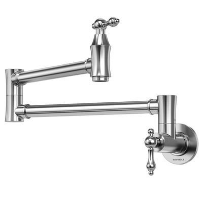 Wall Mount Brushed Nickel Folding Kitchen Faucet