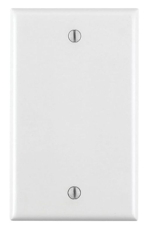 Leviton 88014 001-88014-WHT Single Gang White Blank Box Mounted Plastic Wallplate, 1-Pack