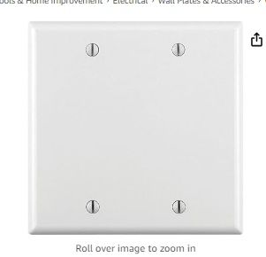 Leviton 88025 2-Gang No Device Blank Wallplate, Standard Size, Thermoset, Box Mount, White