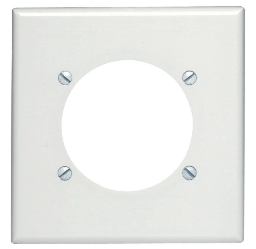 Leviton 80530-W 2-Gang Flush Mount 2.465-Inch Diameter, Device Receptacle Wallplate