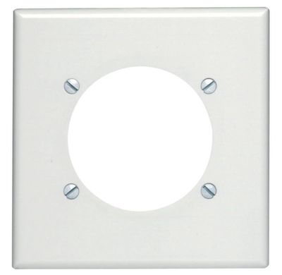 Leviton 80530-W 2-Gang Flush Mount 2.465-Inch Diameter, Device Receptacle Wallplate