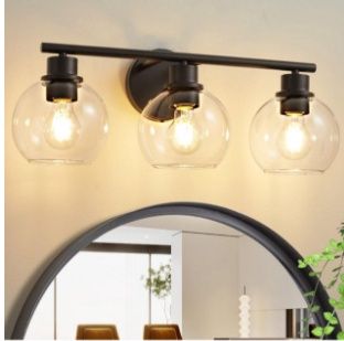 Bathroom Light Fixtures Over Mirror 3-Lights Bathroom Vanity Light with Clear Globe Glass