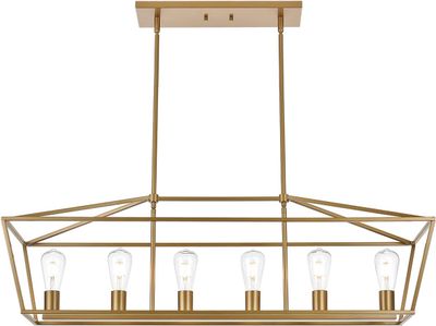 Farmhouse Chandeliers Gold 6 Light Modern Linear