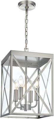 Outdoor Indoor Pendant Light 4-Light Brushed Nickel
