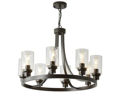 8 Lights Large Farmhouse Chandelier Wagon Wheel