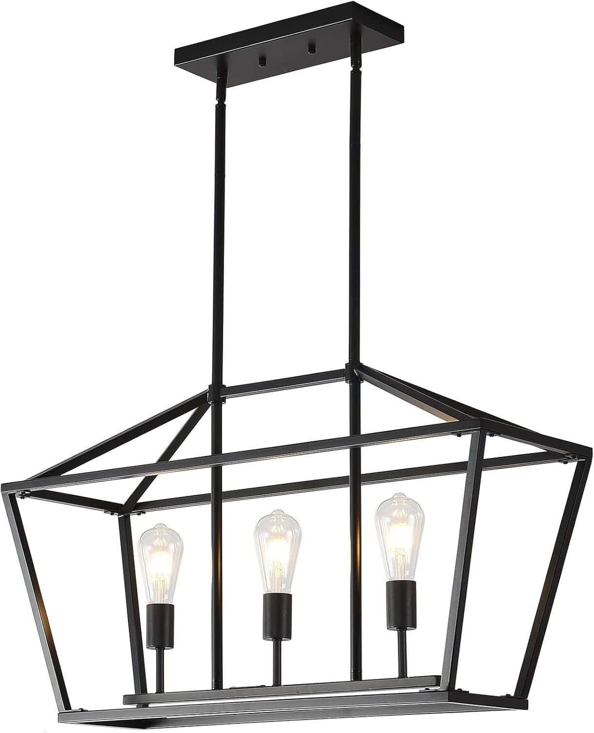 Chandelier 3 Lights Black matte Farmhouse style