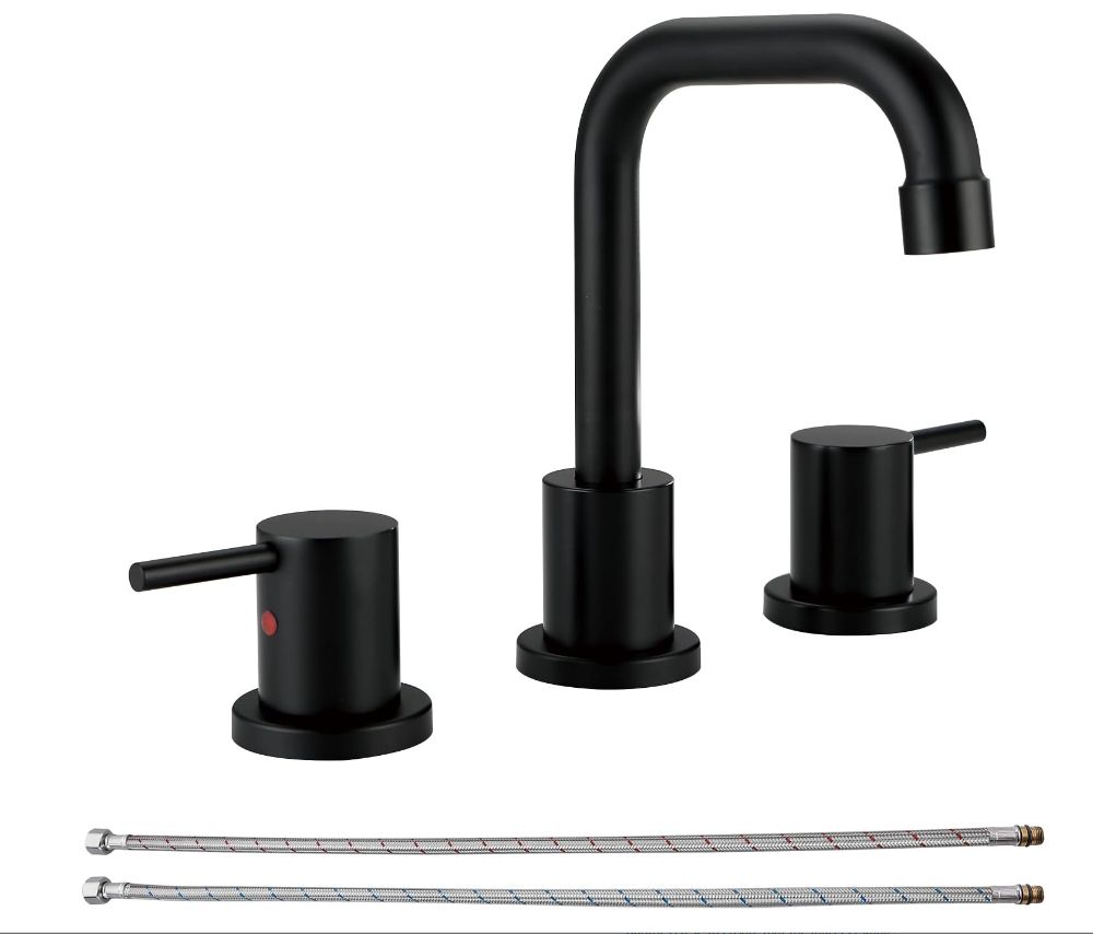 Black Widespread 2-Handle Bathroom Faucet