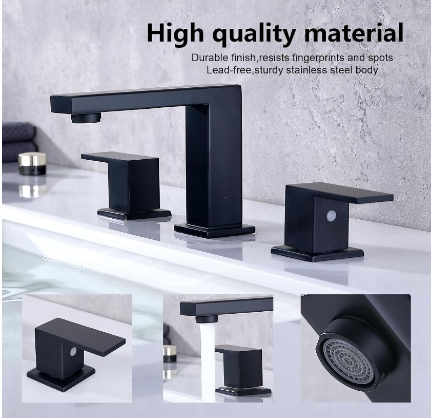 Solid Brass Two Handle Faucet, Matte Black