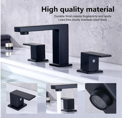 Solid Brass Two Handle Faucet, Matte Black