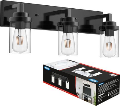 Black 3-Light Vintage Bathroom Vanity Light