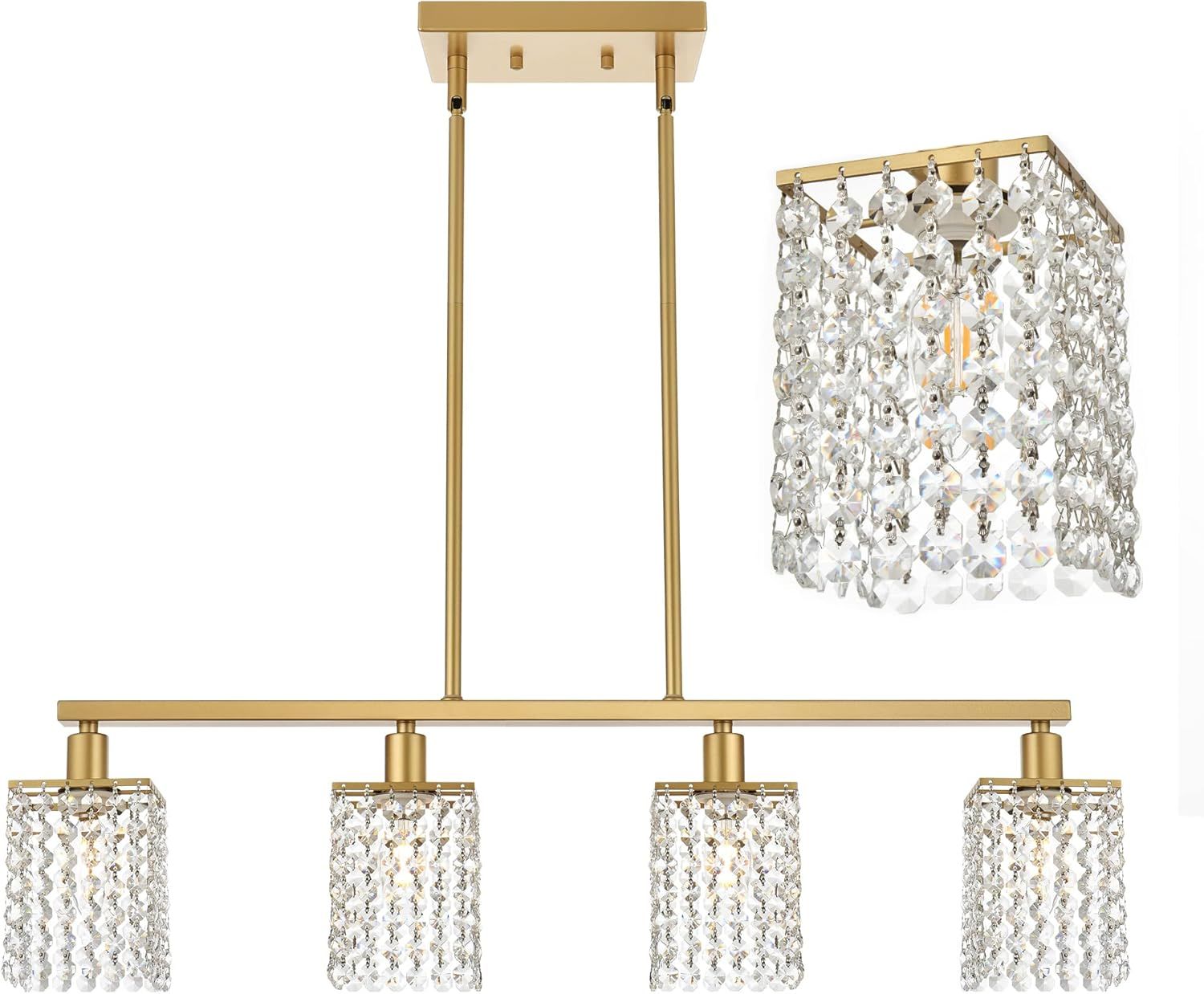 Modern Gold Crystal Linear Chandelier