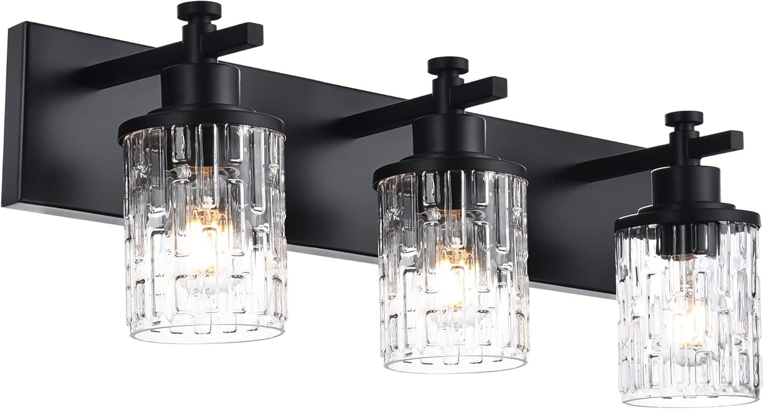 Matte Black 3-Light Bathroom Vanity Light