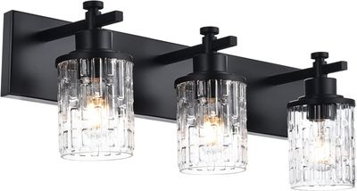 Matte Black 3-Light Bathroom Vanity Light