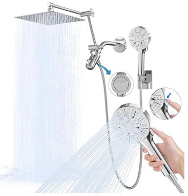 Rain Shower Head Combo with 6-Function - Silver