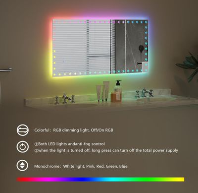 48x24 Inch RGB LED Bathroom Mirror
