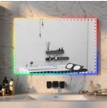 60x40 Inch RGB LED Bathroom Mirror, Color-Changing, Backlit, Dimmable, Anti-Fog