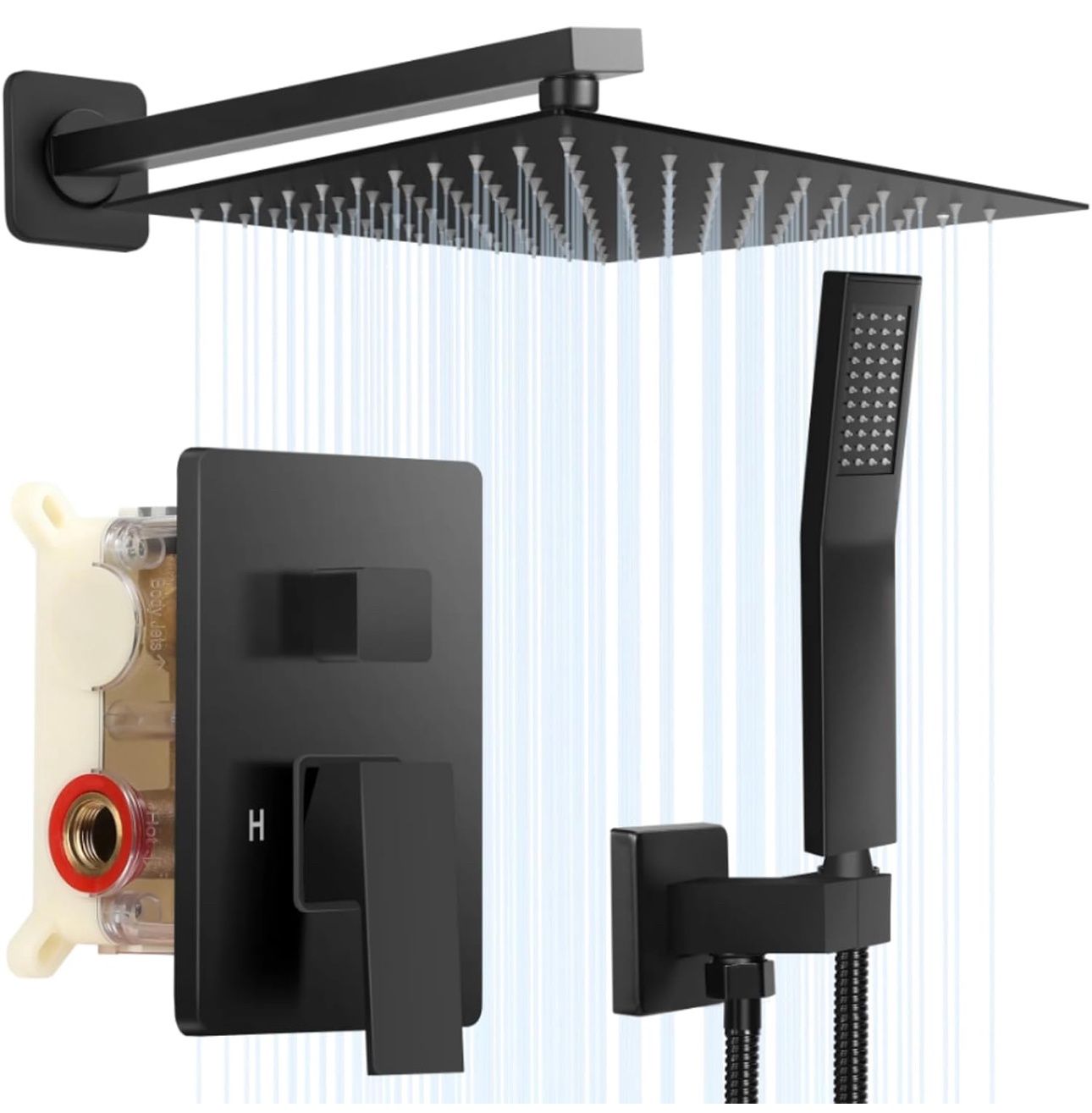 Shower System 12 inch Black Matte