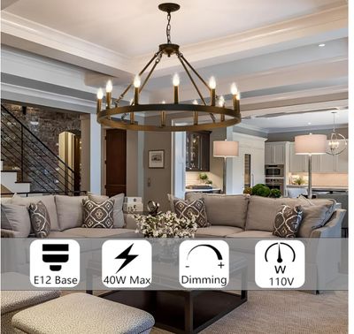 Black Wagon Wheel Chandelier 24-Light Farmhouse Wagon Wheel Chandeliers Round Industrial Ceiling Light fixtures for Outdoor Porch high Ceilings Living Dining Room Foyer Entryway