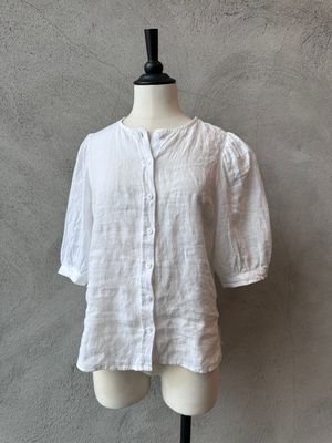 Azra linen blouse puff sleeve