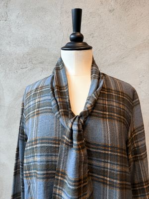 Tie-neck Plaid Blouse