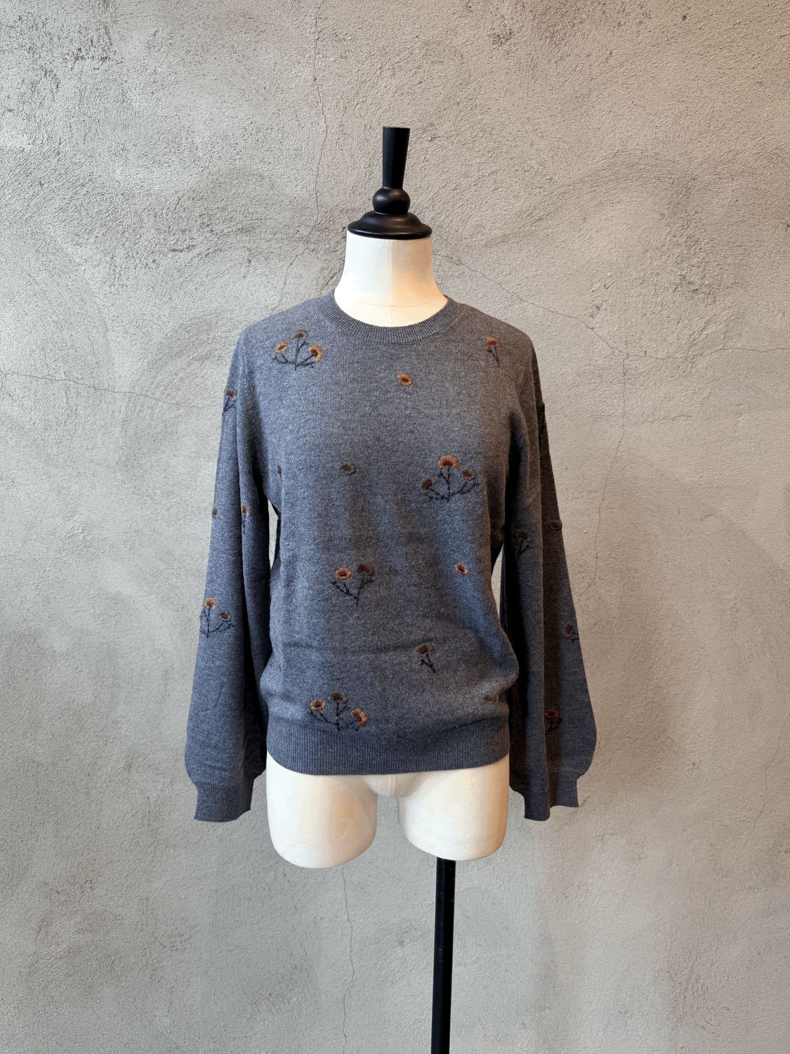 Sweater w/ Embroidered Flowers