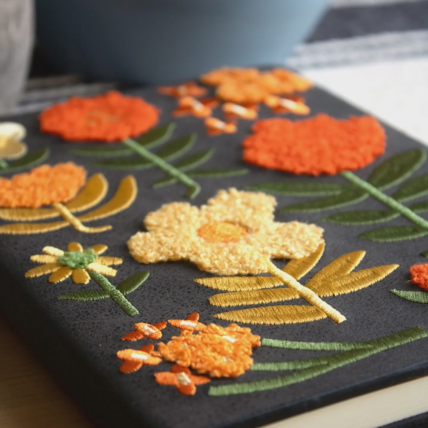 Chunky Flowers Embroidered Journal Notebook