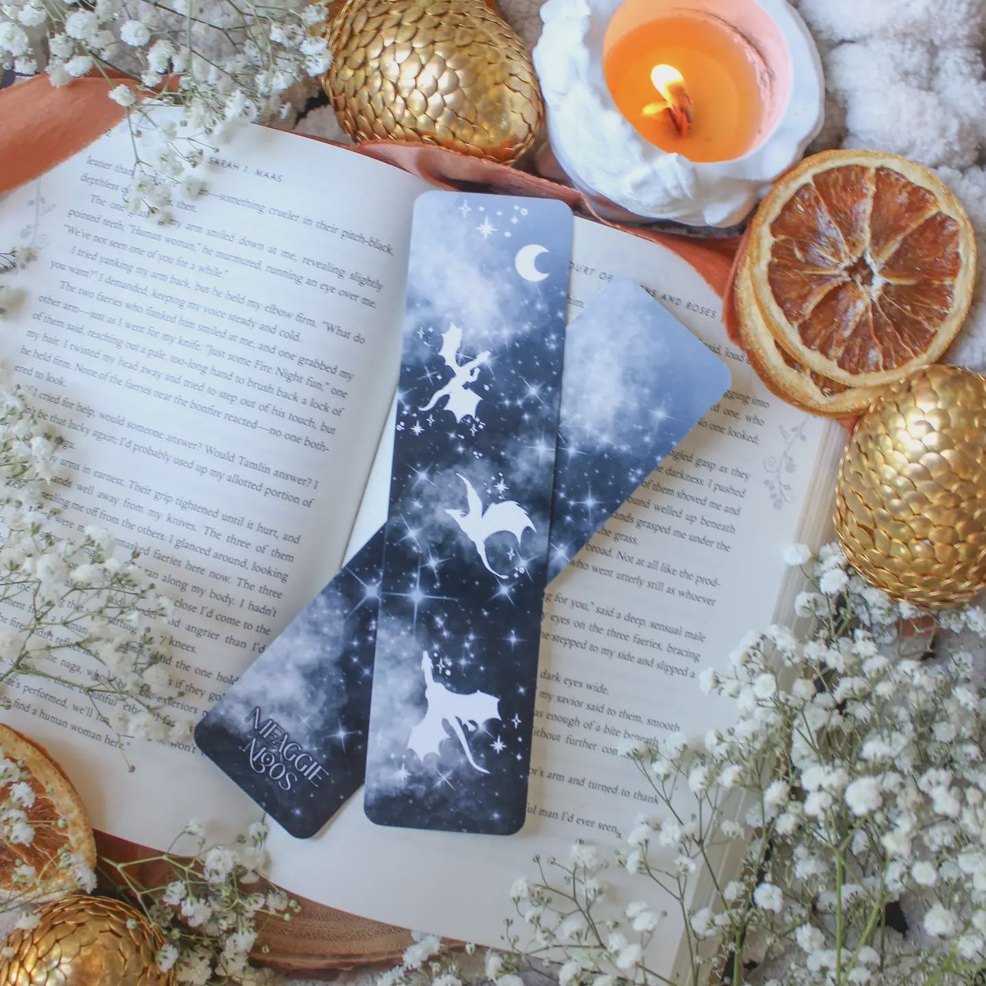 Navy Celestial Dragons 2x8 Bookmark | Glossy