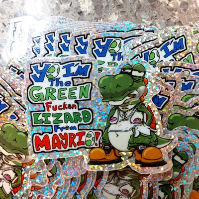 3&quot; Glitter Green Lizard From Mayrio Sticker