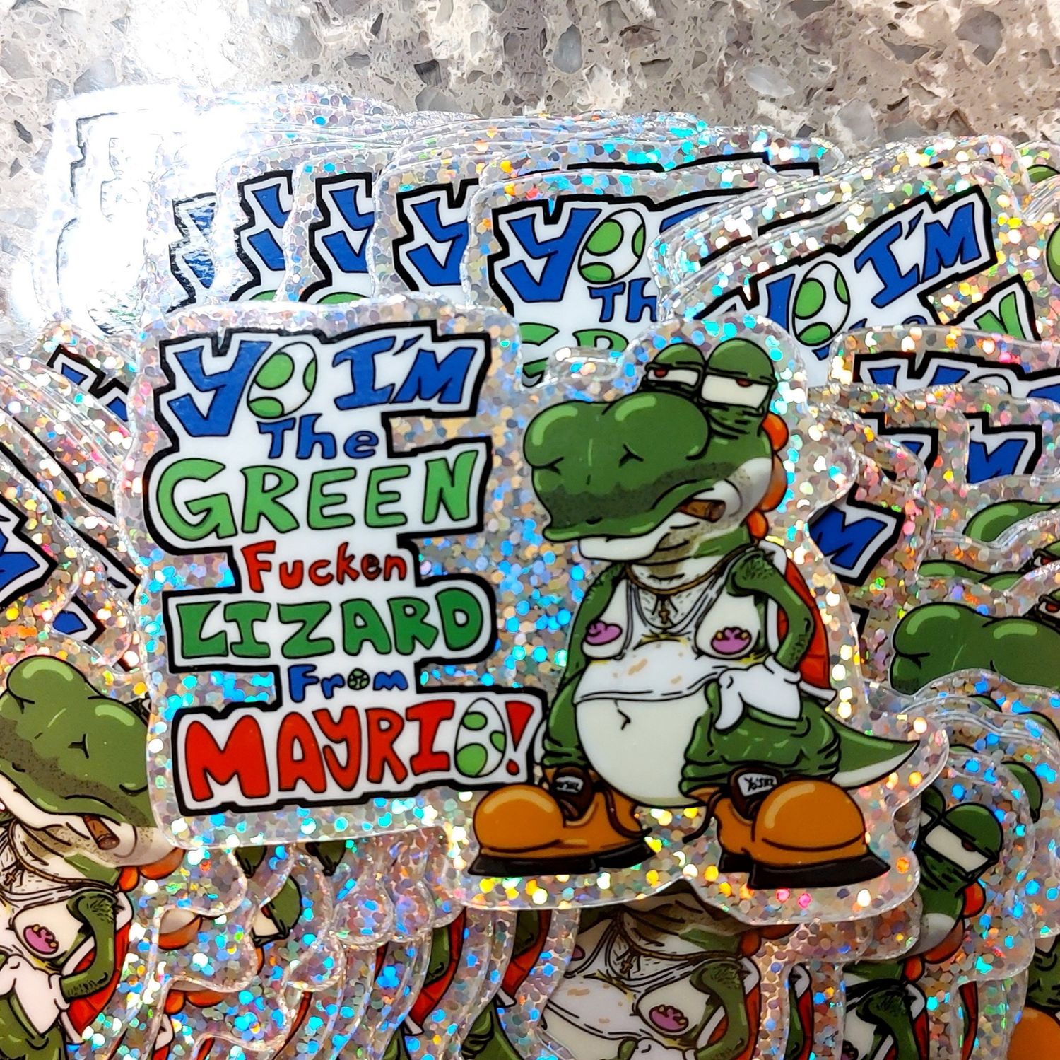 3&quot; Glitter Green Lizard From Mayrio Sticker