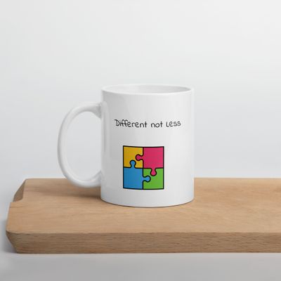 “Different Not Less” Autism Awareness Mug