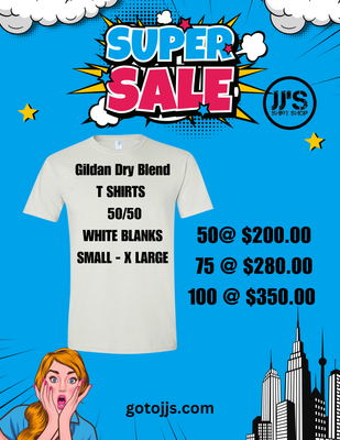 Gildan - DryBlend® T-Shirt - 8000 Blank White Adult sizes (Small - X Large)