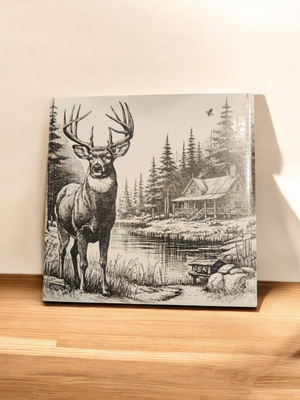 Laser engraved ceramic coaster