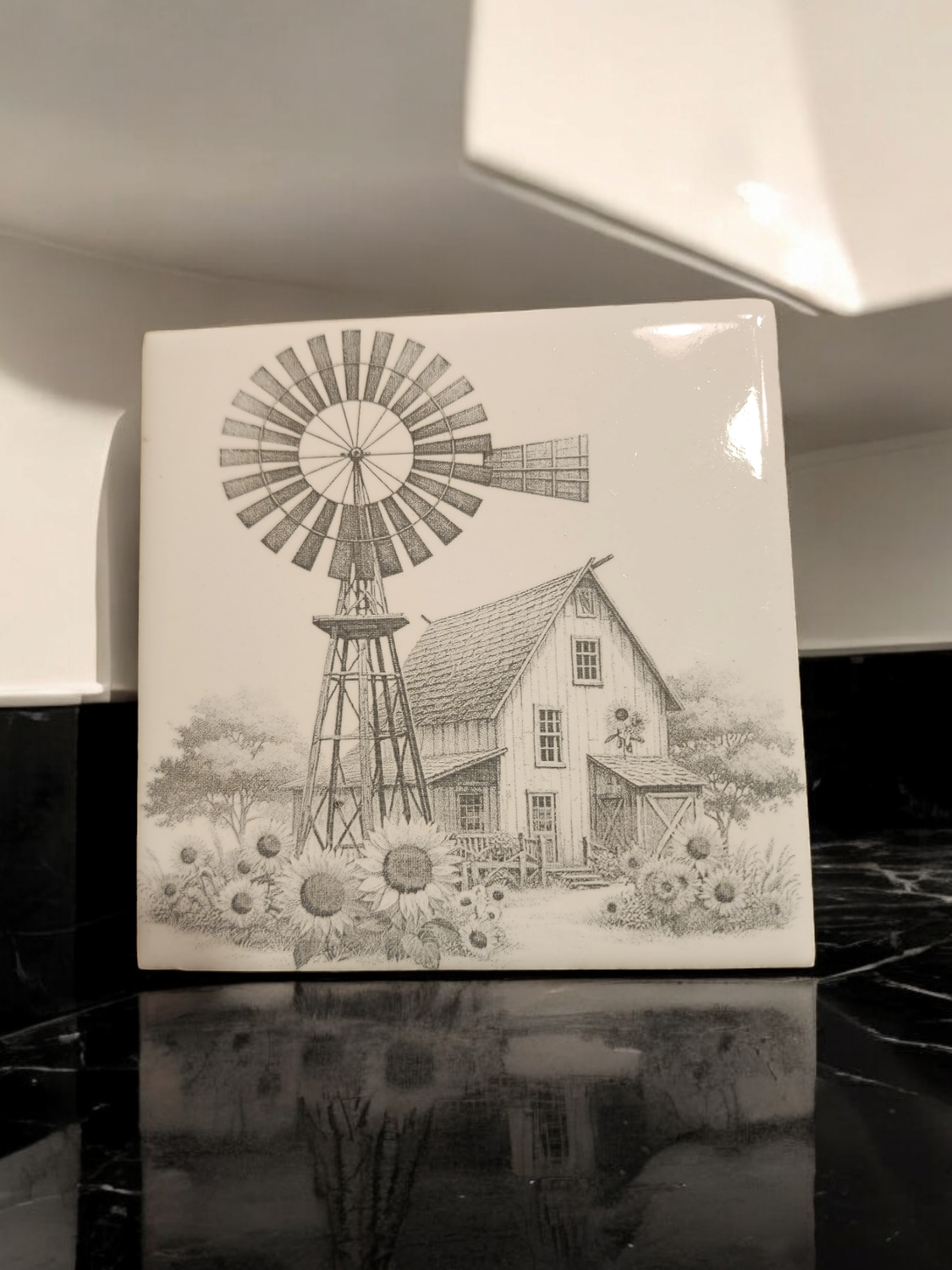 Laser engraved ceramic coaster