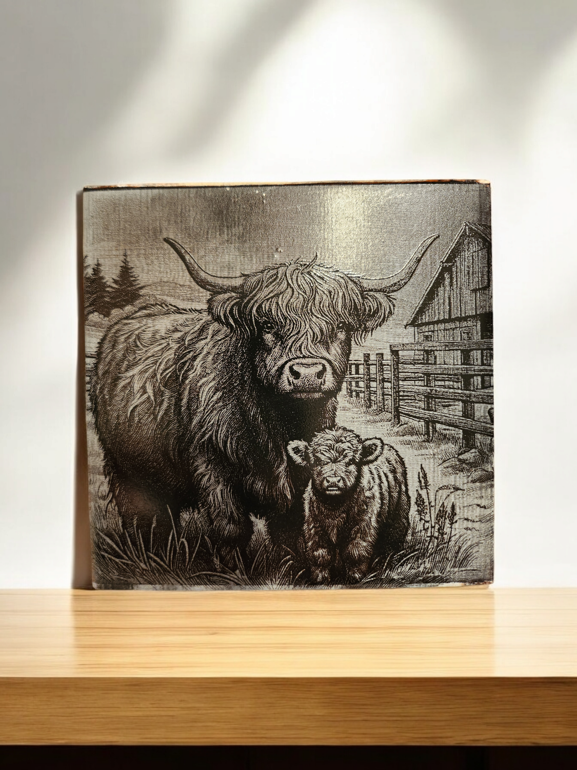 Laser engraved ceramic coaster