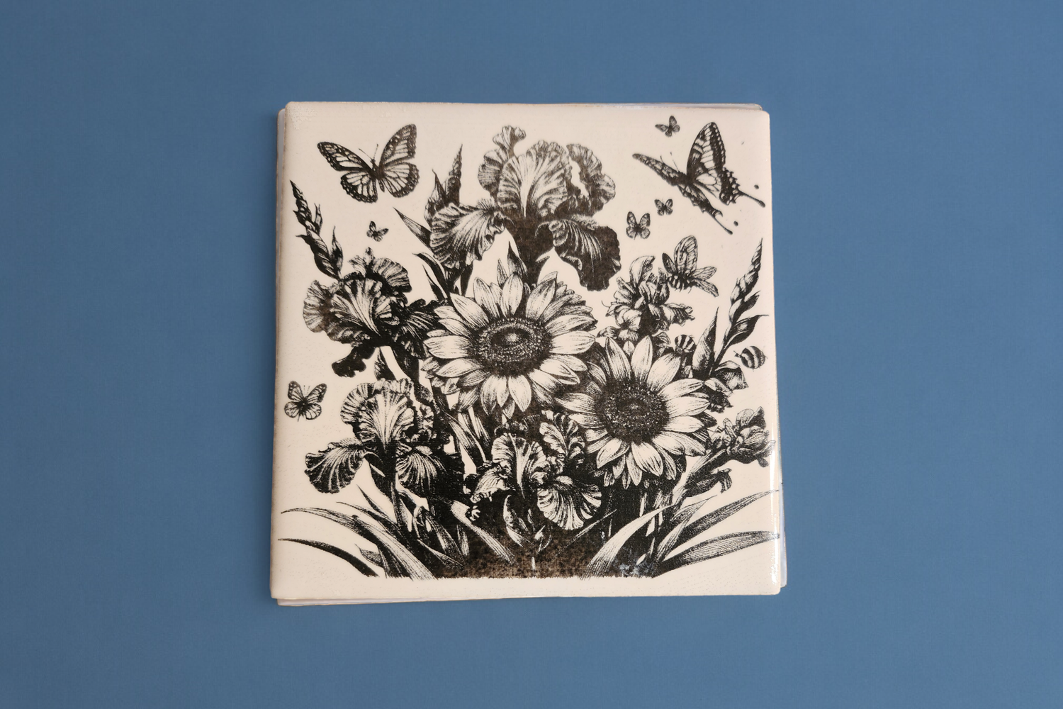Laser engraved ceramic coaster
