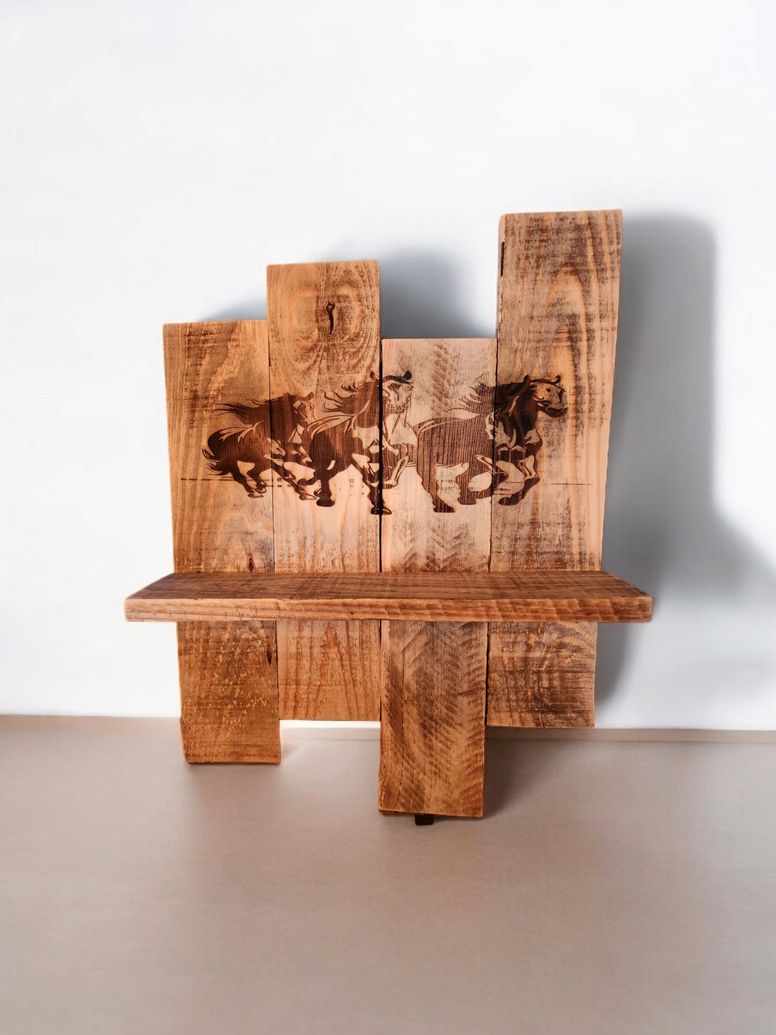 Laser engraved display shelf