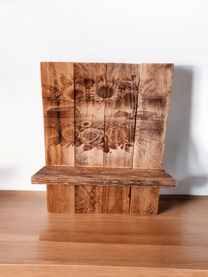 Laser engraved display shelf