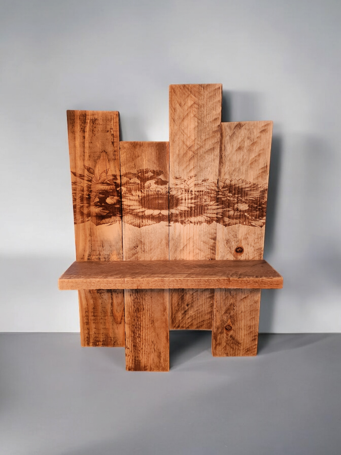 Laser engraved display shelf