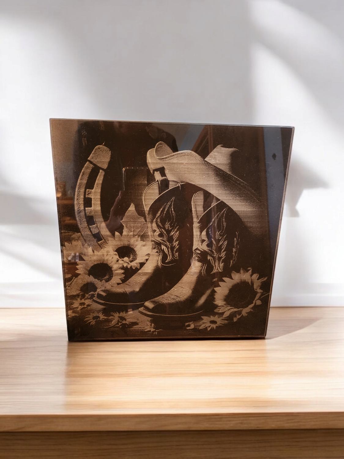 Laser engraved glass