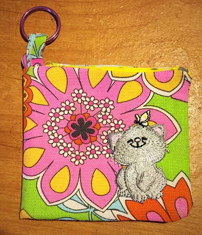 Gray Kitten Wallet with keychain attachement