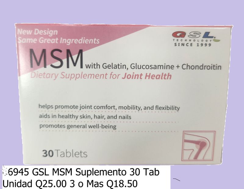 GSL MSM COMPLEX 500MG 30TB GLUCOSAMINA + CHONDROITIN